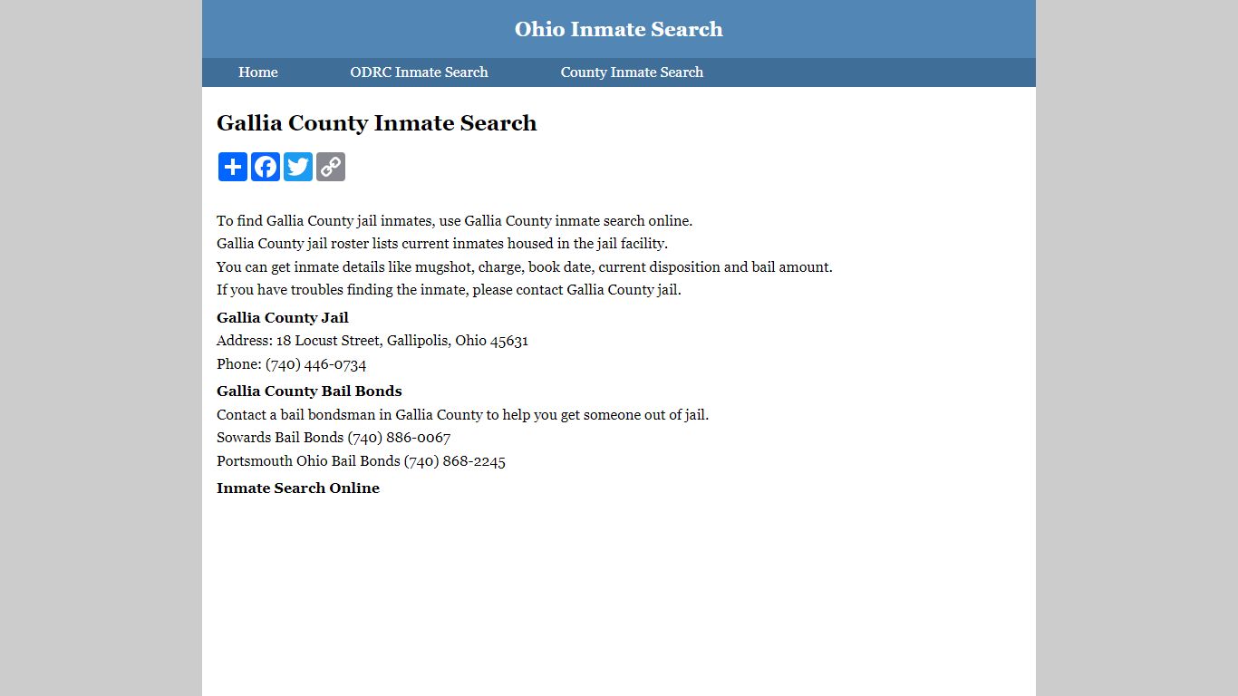 Gallia County Inmate Search